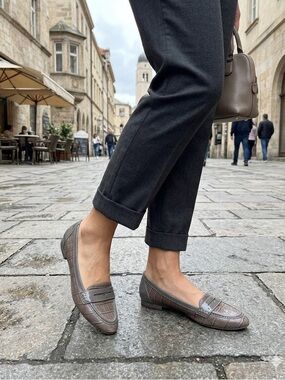 Circa Joan & David Luxe 'CJYoelle' Croc-Embossed Wedge Loafers - Size 7-1/2 M